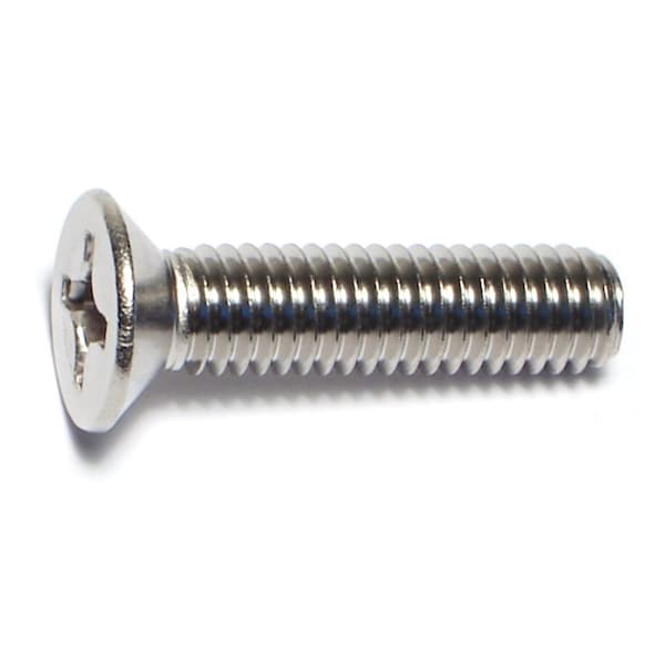 Midwest Fastener M6-1.00 x 25 mm Phillips Flat Machine Screw, Plain Stainless Steel, 12 PK 38084 - main